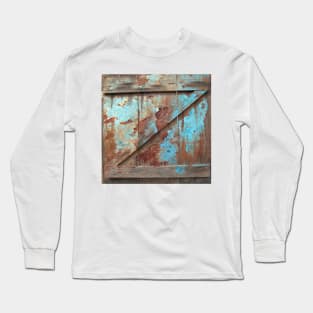 Primitive Western Country Barn Door Rustic Turquoise Barnwood Long Sleeve T-Shirt